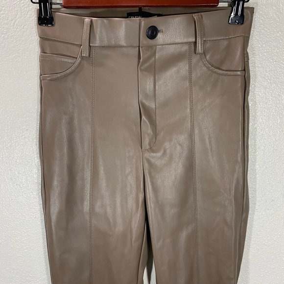 Zara Faux Leather High Waisted Leggings Taupe size XS - Picture 10 of 12